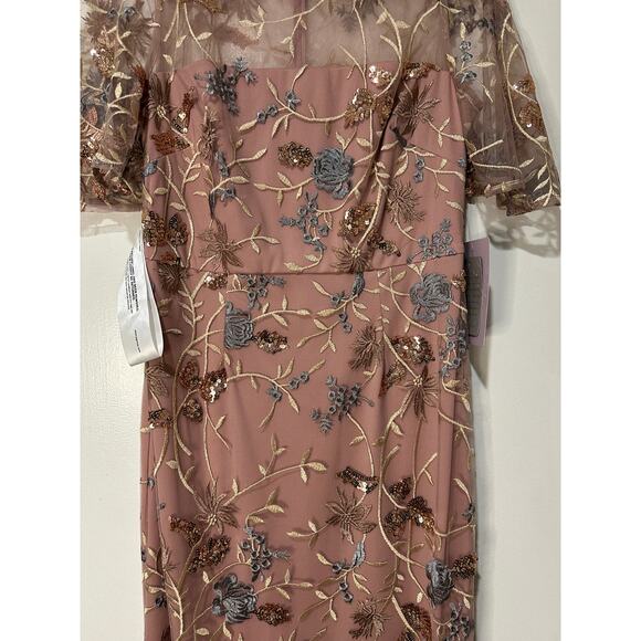 JS Collections Daphne Embroidered Flutter-Sleeve Gown Blush Multi Size 8 NWT - Picture 6 of 16
